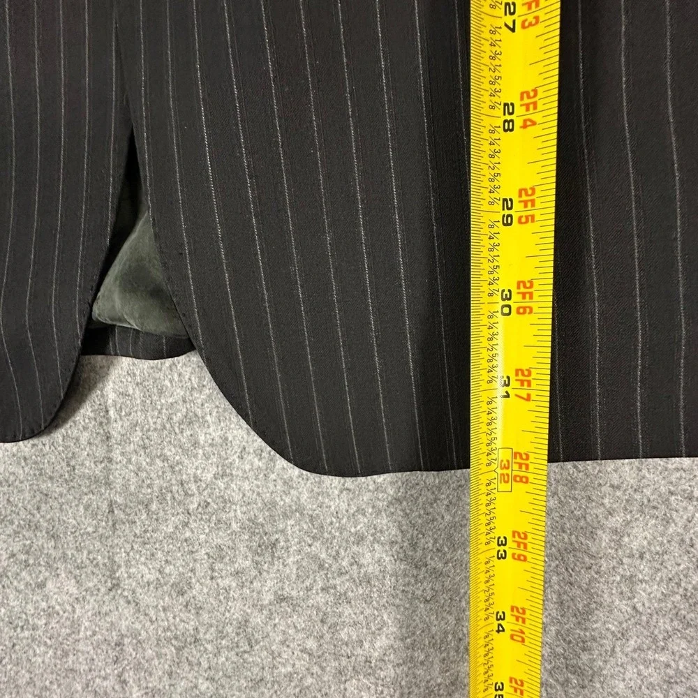 Z Zegna Suit Jacket Mens 52 R Black Pinstripe Wool 2 Button Blazer